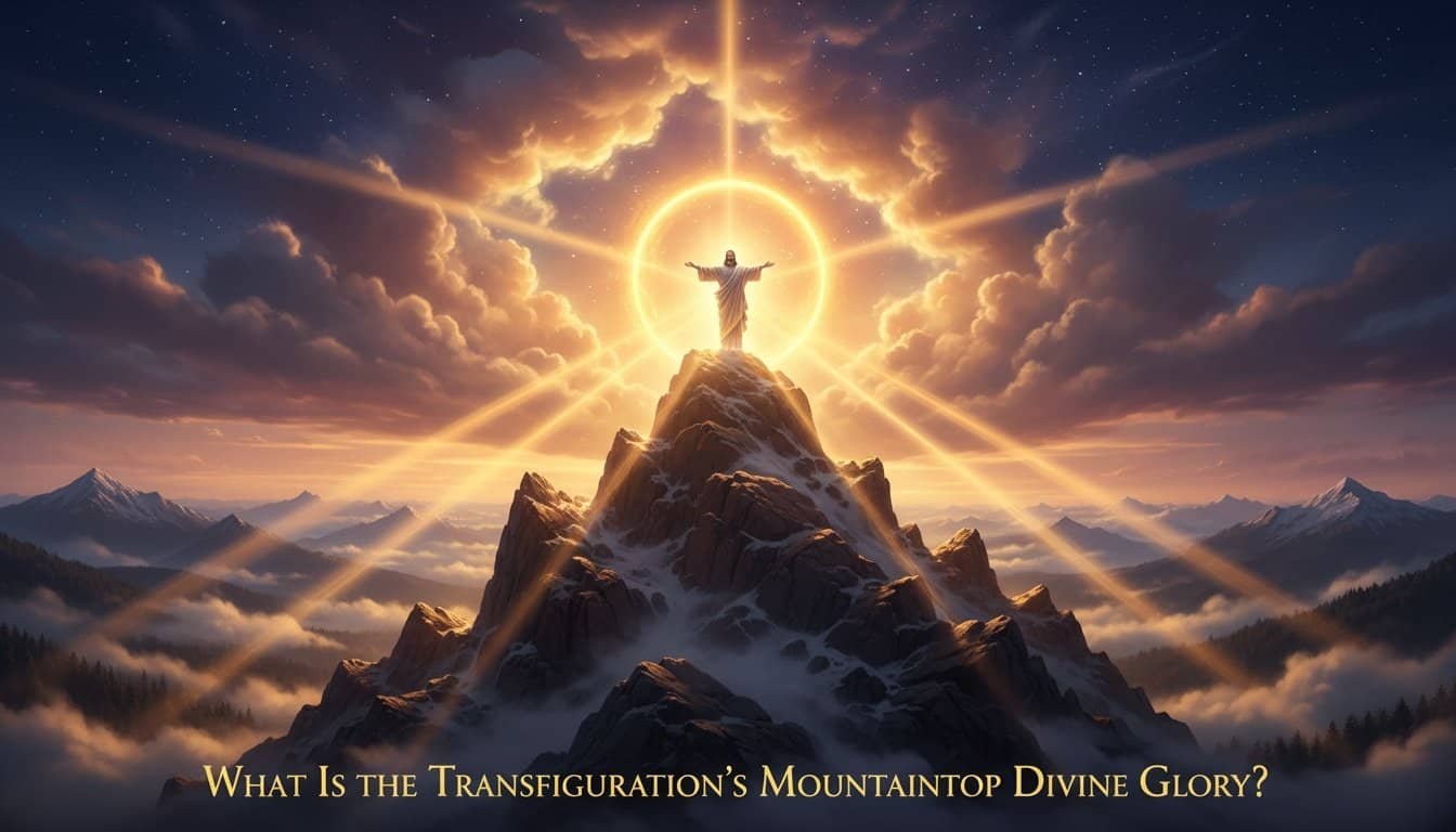 Jesus Christ on Mountaintop with Divine Light.