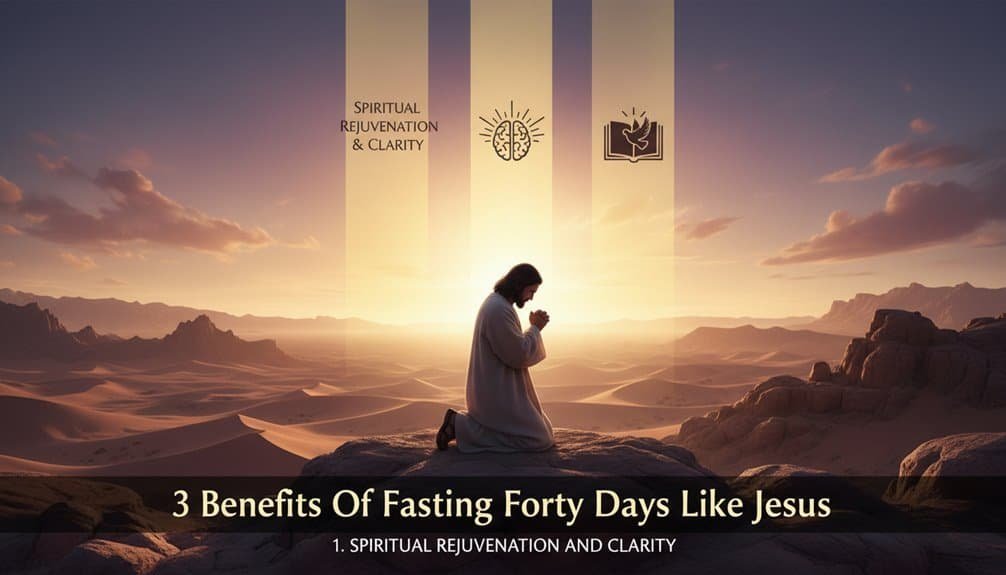 Person praying in a desert landscape during sunrise, symbolizing spiritual renewal and fasting like Jesus for 40 days.