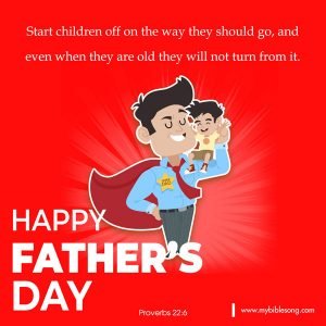 Father's Day Christian song for kids, celebrating fathers with biblical blessings and devotion, featuring a cartoon dad and child. Perfect for family religious celebrations and spiritual encouragement.